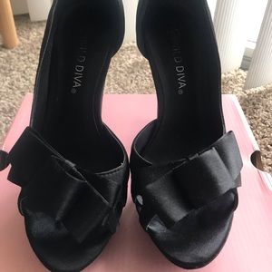 Wild Diva black satin shoes